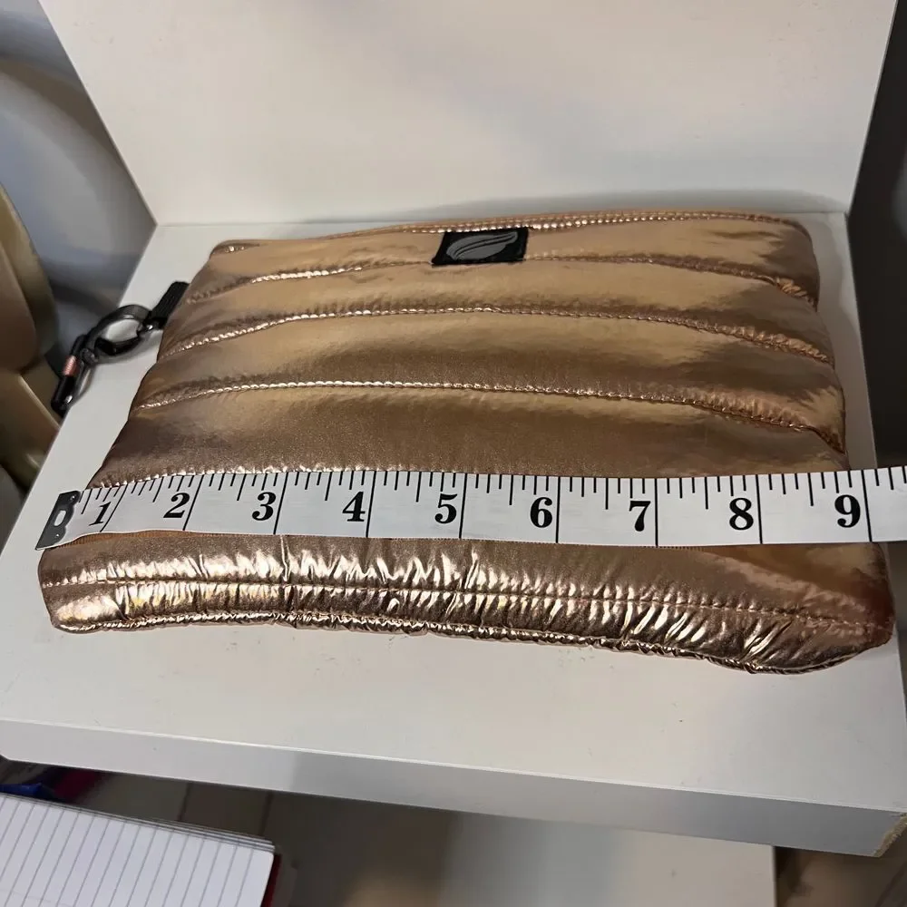 Think‎ Royln Rose Gold Metallic Quilted Wristlet